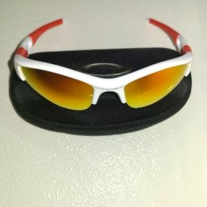 Oakley Flak Jacket XLJ—White/Red—Polarized—Men's Sunglasses. Made in USA. 24-01